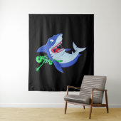 Tenture Shark Halloween Skeleton équitation Requins Amour (En situation)