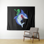 Tenture Shark Halloween Skeleton équitation Requins Amour (En situation (horizontale))
