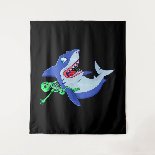 Tenture Shark Halloween Skeleton équitation Requins Amour (Devant)