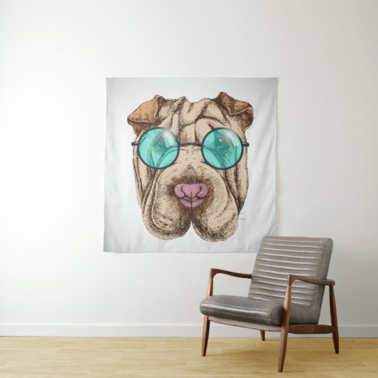 Tenture Sharpei dans les lunettes de soleil (En situation)