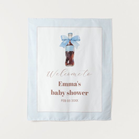 Tenture She Is Ready to Pop Blue Soda Pop Baby Shower (Devant)