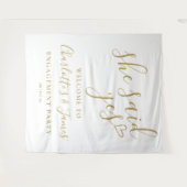 Tenture She Said Yes Engagement Party Gold Photo Backdrop (Devant (Horizontal))