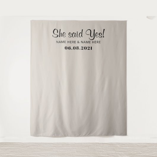 Tenture She Said Yes Photo Booth Engagement Backdrop (Devant)