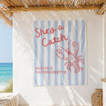 She's A Catch Coastal Bachelorette Tapestry