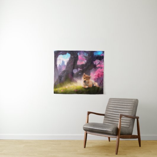 Tenture Shiba Inu Imaginaire Anime (En situation (horizontale))