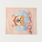 Tenture Shiba Inu & Sakura Tapestries (Devant (Horizontal))