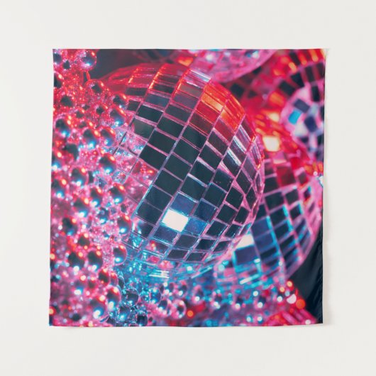 Tenture Shiny disco party background with mirror balls ref (Devant (Horizontal))