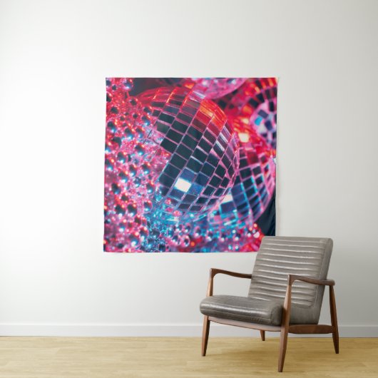 Tenture Shiny disco party background with mirror balls ref (En situation (horizontale))