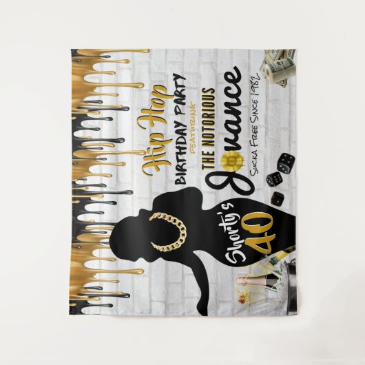 Tenture Shorty's 40| 90's Hip hop Birthday Drip Backdrop (Devant)