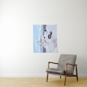 Tenture Sibérie Husky (argent et blanc) Peinture Chien Art (En situation)