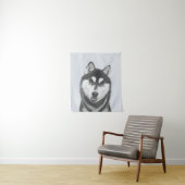 Tenture Sibérie Husky (noir et blanc) Peinture Chien Art (En situation)