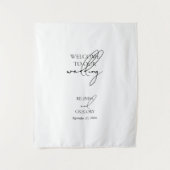 Tenture Signature Script Welcome Wedding Fabric Sign (Devant)