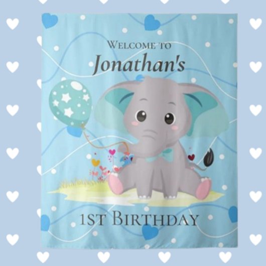 Tenture signe d'accueil Eléphant bleu Cute fond