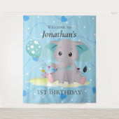 Tenture signe d'accueil Eléphant bleu Cute fond (Devant)