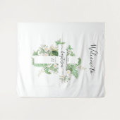 Tenture Signe de bienvenue croix de baptême verdure (Devant (Horizontal))