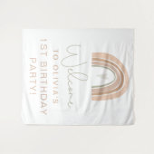 Tenture Signe de bienvenue GITA Pastel Rainbow pour 1er an (Devant (Horizontal))