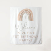 Tenture Signe de bienvenue GITA Pastel Rainbow pour 1er an (Devant)
