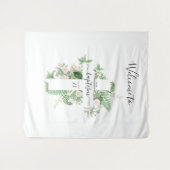 Tenture Signe de bienvenue pour baptême avec croix et verd (Devant (Horizontal))