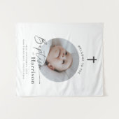 Tenture Signe de bienvenue pour baptême - Photo ronde (Devant (Horizontal))