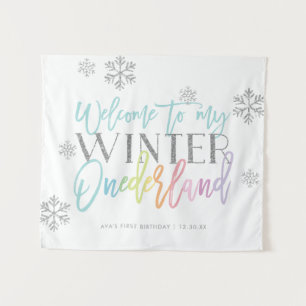 Tenture Signe de bienvenue Winter ONEderland arc-en-ciel a