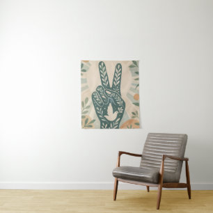 Tenture Signe de paix floral rétro et art de colombe Botan