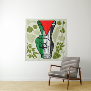 Tenture Signe de victoire à la main Résistance Symbole du