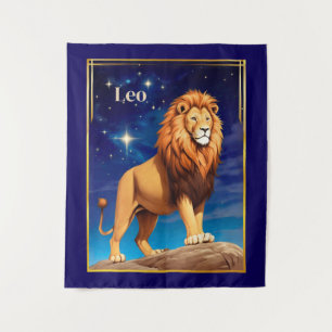 Tenture Signe du zodiaque Lion sous un ciel étoilé