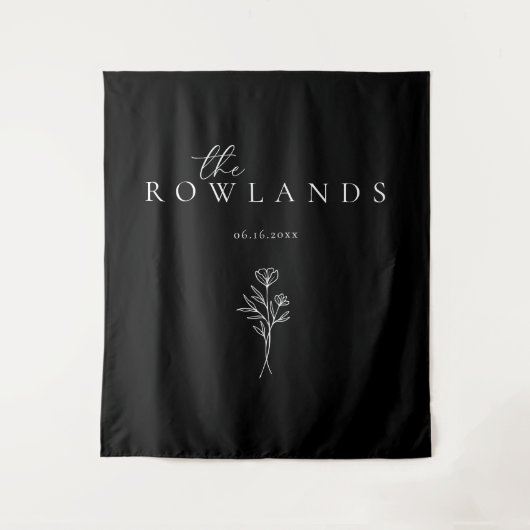 Tenture Signe simple pour table amoureuse, Mariage noir (Devant)