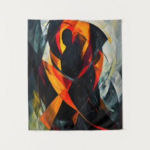 Tenture Silhouette Abstraite dans l'art rouge et noir