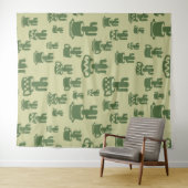 Tenture Silhouette de cactus succulent dans des tasses et  (En situation (horizontale))