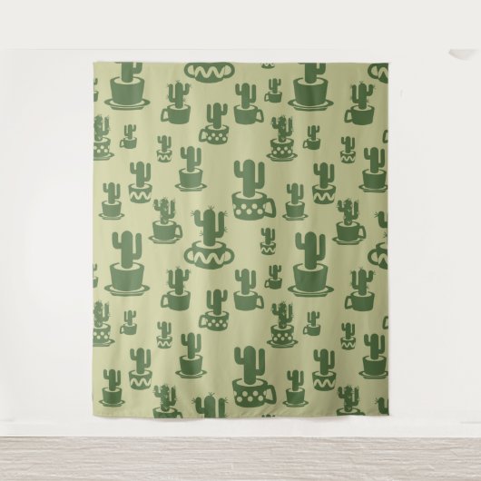 Tenture Silhouette de cactus succulent dans des tasses et  (Devant)