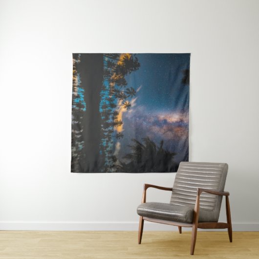 Tenture Silhouette de cocotiers réfléchie sur le corps de (En situation (horizontale))