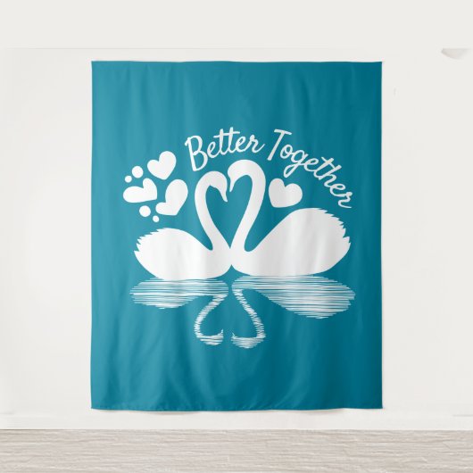 Tenture Silhouette de deux cygnes dans l'eau (Devant)