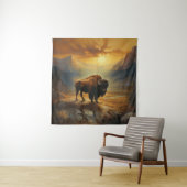 Tenture Silhouette du coucher de soleil de bison de buffle (En situation)