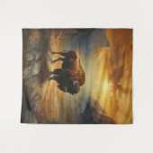 Tenture Silhouette du coucher de soleil de bison de buffle (Devant (Horizontal))