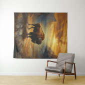 Tenture Silhouette du coucher de soleil de bison de buffle (En situation (horizontale))