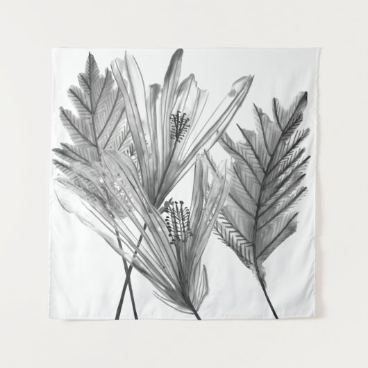 Tenture Silhouette florale - Gris (Devant)