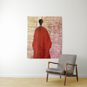 Tenture Silhouette Inspirée du Japon Moderne avec des Baie