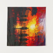 Tenture Silhouettes at Sunset: Fiery Horizon Walkers (Devant (Horizontal))