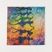 Tenture Silhouettes colorées dansant (Devant (Horizontal))