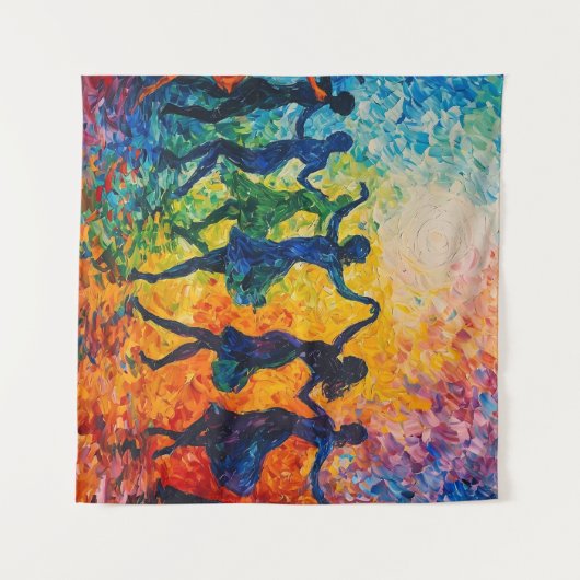 Tenture Silhouettes colorées dansant (Devant (Horizontal))