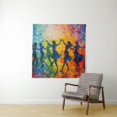 Tenture Silhouettes colorées dansant (En situation)