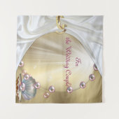 Tenture Silk ivoire, dentelle et perles d'or et marbre (Devant (Horizontal))