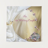 Tenture Silk ivoire, dentelle et perles d'or et marbre (Devant)