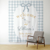 Tenture Silly Goose Blue Baby Shower Welcome Backdrop (En situation)