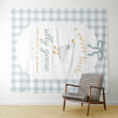 Tenture Silly Goose Duck Blue Gingham Baby Shower Backdrop (En situation (horizontale))