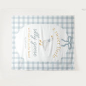 Tenture Silly Goose Duck Blue Gingham Baby Shower Backdrop (Devant (Horizontal))