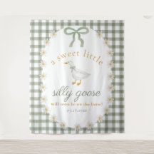 Silly Goose Green Gingham Cottagecore Baby Shower 