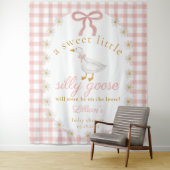 Tenture Silly Goose Pink Gingham Baby Shower Backdrop (En situation)