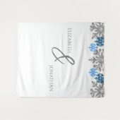 Tenture Silver Blue Snowflakes Mariage d'hiver (Devant (Horizontal))